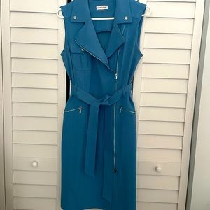 Calvin Klein blue wrap dress with zipper